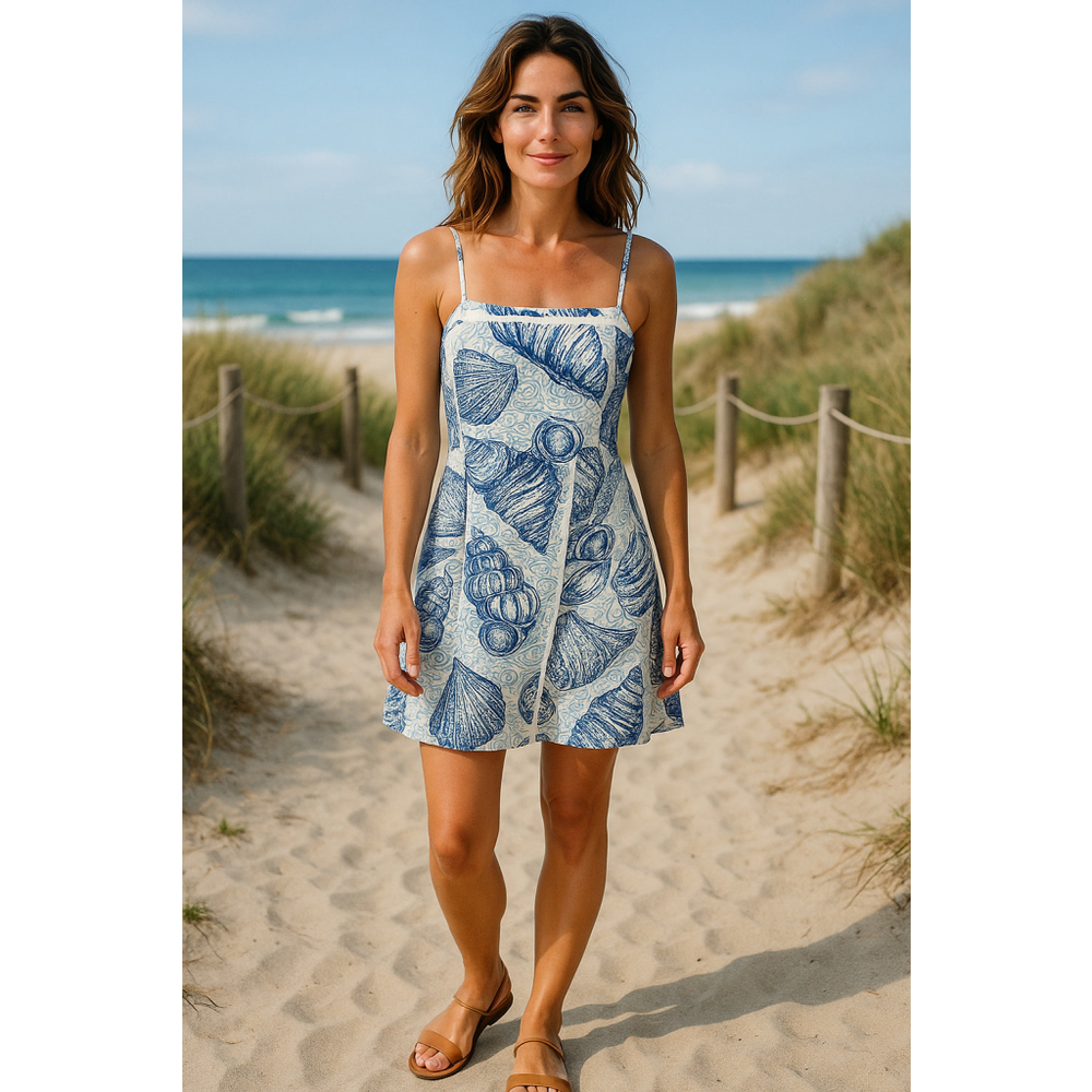 Lilly Pulitzer Beach Jesse Romper Dress Size 2 Seashell Blue Adjustable‎ Straps
